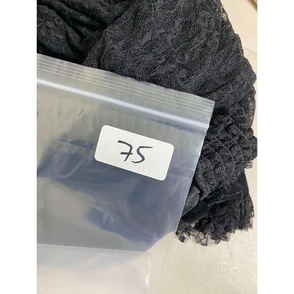 Vince Camuto Black Sheer Lace Long Sleeve Top Size Medium Ruffle Goth Whimsigoth - Picture 7 of 13